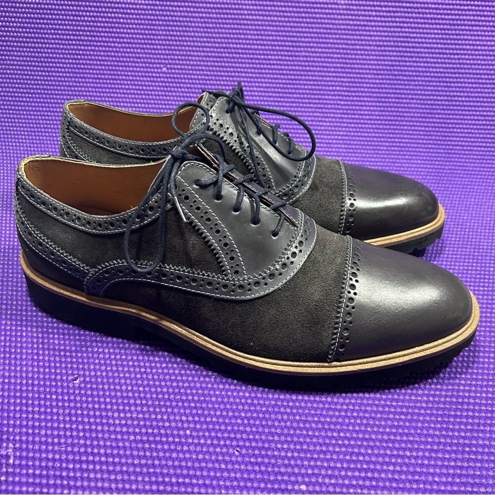 Donald Pliner Jordin Oxford Dark Gray Suede and Leather Mens Size 11.5